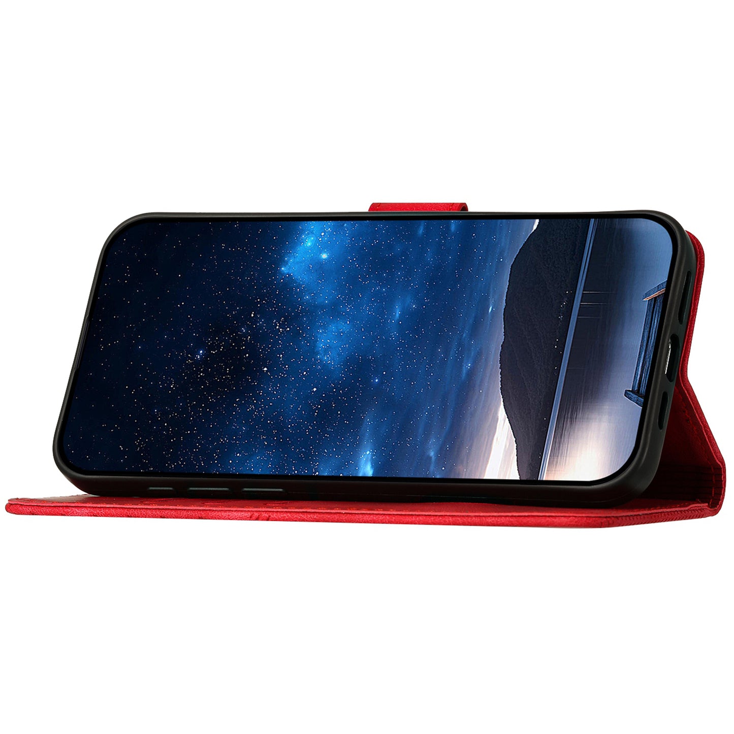 YX0080 For Samsung Galaxy A06 Case Butterfly Imprint Leather Wallet Phone Cover - Red