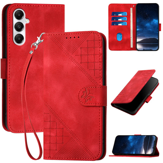 YX0080 For Samsung Galaxy A16 5G / A16 4G Case Butterfly Imprint Leather Wallet Phone Cover - Red
