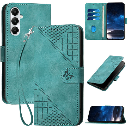 YX0080 For Samsung Galaxy A16 5G / A16 4G Case Butterfly Imprint Leather Wallet Phone Cover - Baby Blue