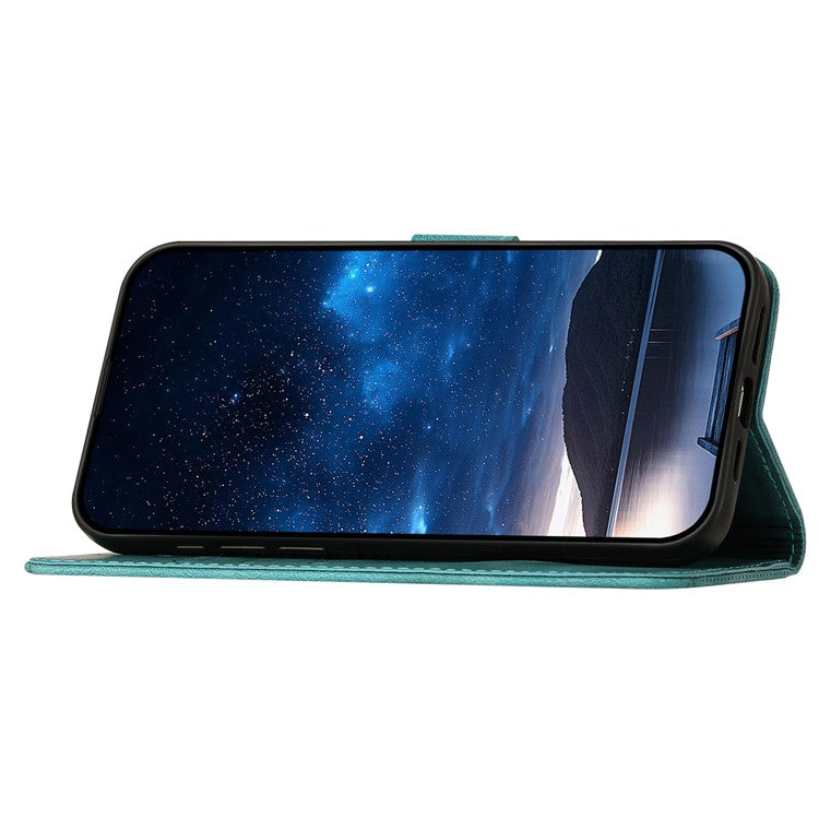 YX0080 For iPhone 16e Case Butterfly Imprint Leather Wallet Phone Cover - Baby Blue