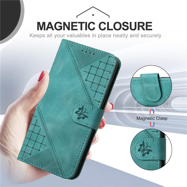 YX0080 For iPhone 16e Case Butterfly Imprint Leather Wallet Phone Cover - Baby Blue