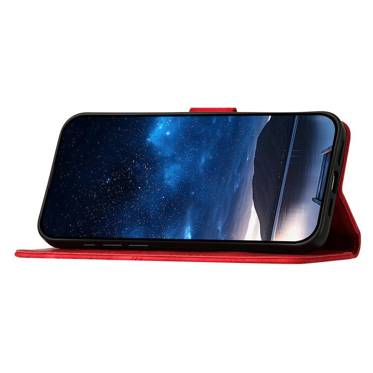 YX0080 For iPhone 16e Case Butterfly Imprint Leather Wallet Phone Cover - Red