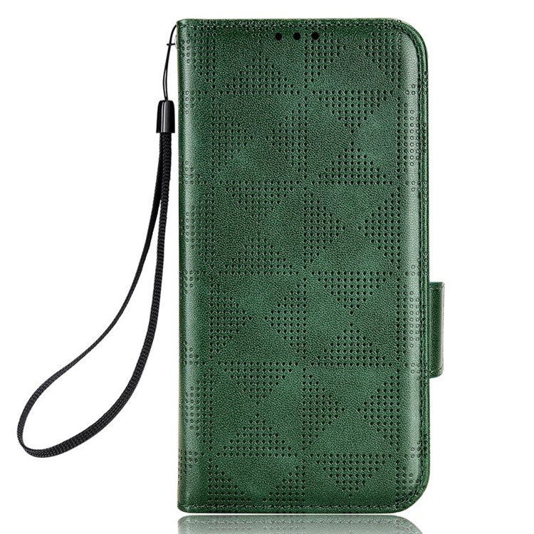 For Motorola Edge 30 Neo 5G / Edge 30 Lite 5G Imprinted Triangle Pattern Anti-shock Flip Phone Case Stand Wallet  PU Leather Cover with Strap - Green