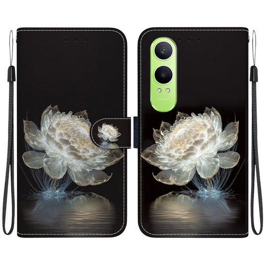 For OnePlus Nord CE4 Lite 5G Wallet Phone Case Anti-Drop Leather Flip Cover Pattern Printing - Crystal Peony