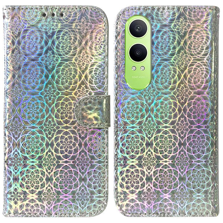 For OnePlus Nord CE4 Lite 5G Stand Case Dazzling Flower Leather Phone Cover - Grey