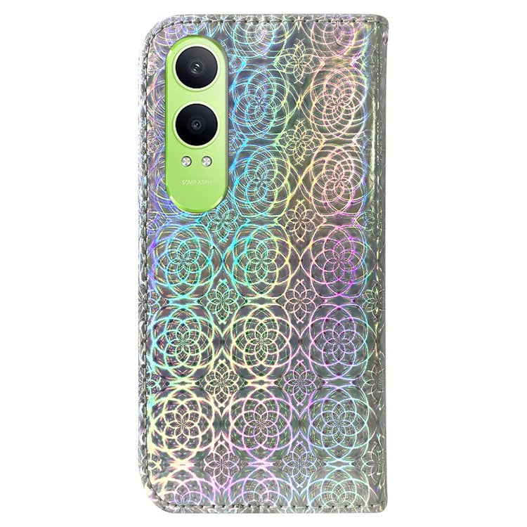 For OnePlus Nord CE4 Lite 5G Stand Case Dazzling Flower Leather Phone Cover - Grey
