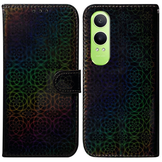 For OnePlus Nord CE4 Lite 5G Stand Case Dazzling Flower Leather Phone Cover - Black