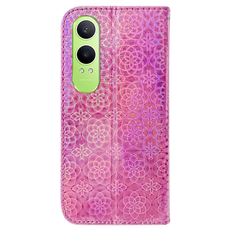 For OnePlus Nord CE4 Lite 5G Stand Case Dazzling Flower Leather Phone Cover - Pink