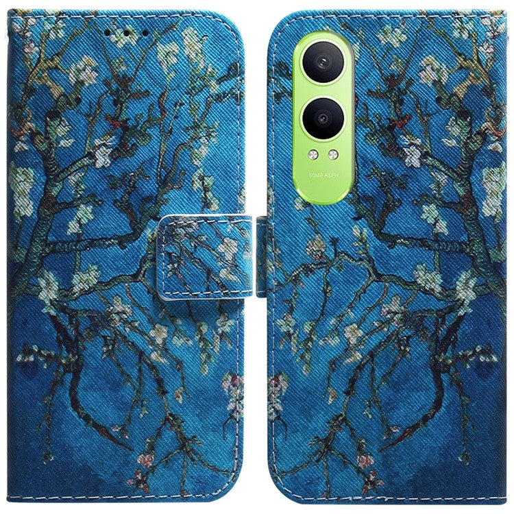 For OnePlus Nord CE4 Lite 5G Wallet Case Pattern Print Leather Phone Cover - Apricot Flowers