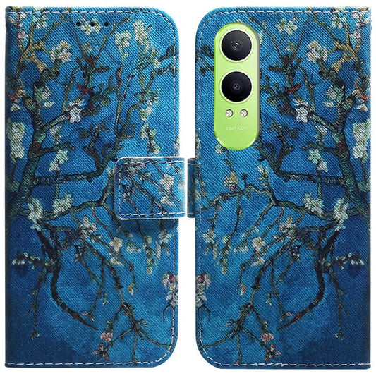 For OnePlus Nord CE4 Lite 5G Wallet Case Pattern Print Leather Phone Cover - Apricot Flowers