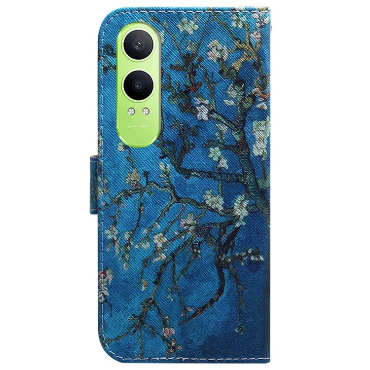 For OnePlus Nord CE4 Lite 5G Wallet Case Pattern Print Leather Phone Cover - Apricot Flowers
