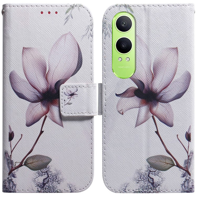 For OnePlus Nord CE4 Lite 5G Wallet Case Pattern Print Leather Phone Cover - Pink Flower