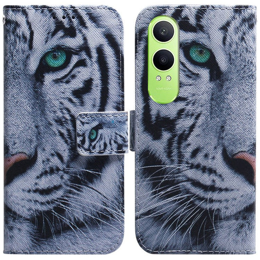 For OnePlus Nord CE4 Lite 5G Wallet Case Pattern Print Leather Phone Cover - Tiger