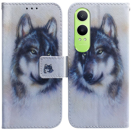 For OnePlus Nord CE4 Lite 5G Wallet Case Pattern Print Leather Phone Cover - Wolf