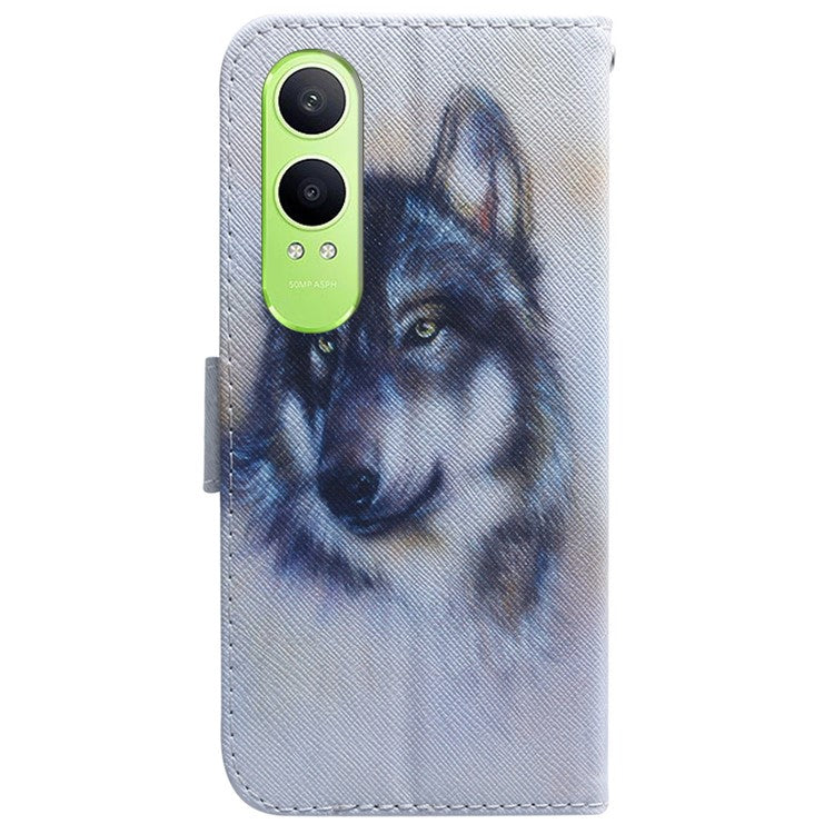 For OnePlus Nord CE4 Lite 5G Wallet Case Pattern Print Leather Phone Cover - Wolf