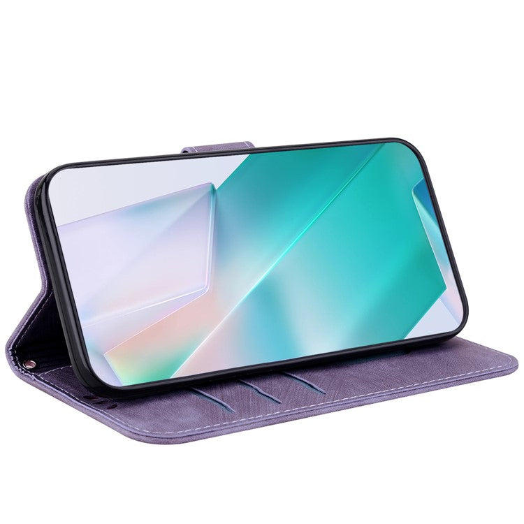 For OnePlus Nord CE4 Lite 5G Wallet Case Tiger Imprint Leather Shockproof Phone Cover - Purple