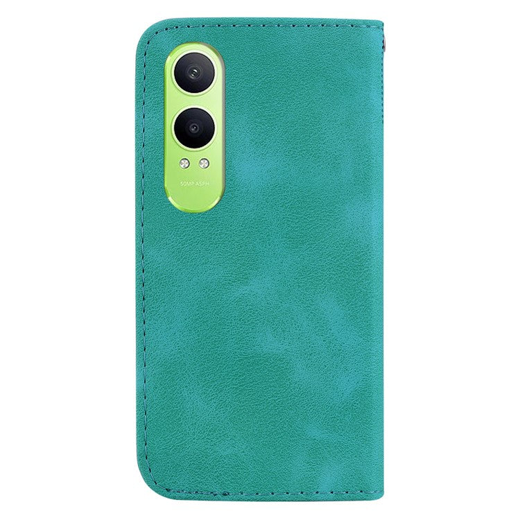 For OnePlus Nord CE4 Lite 5G Stand Case 7-Shaped Pattern Imprint Leather Phone Cover - Green