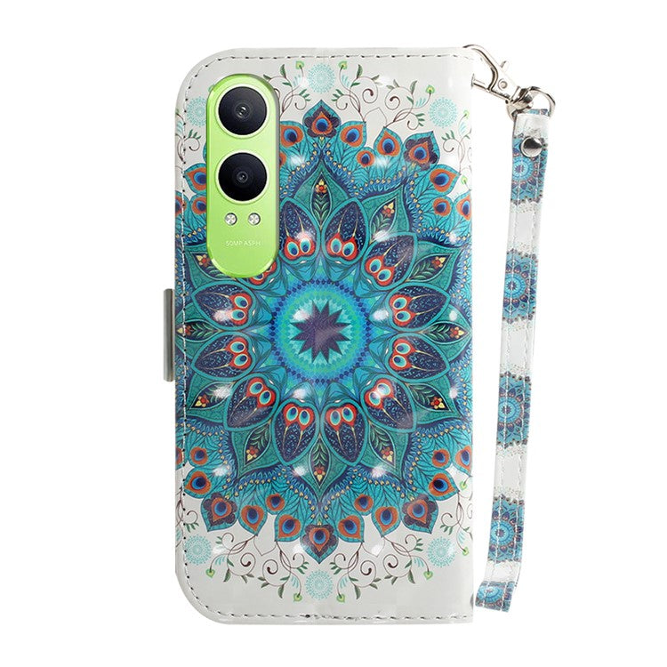 For OnePlus Nord CE4 Lite 5G Case Pattern Printing Leather Wallet Phone Cover - Peacock Wreath