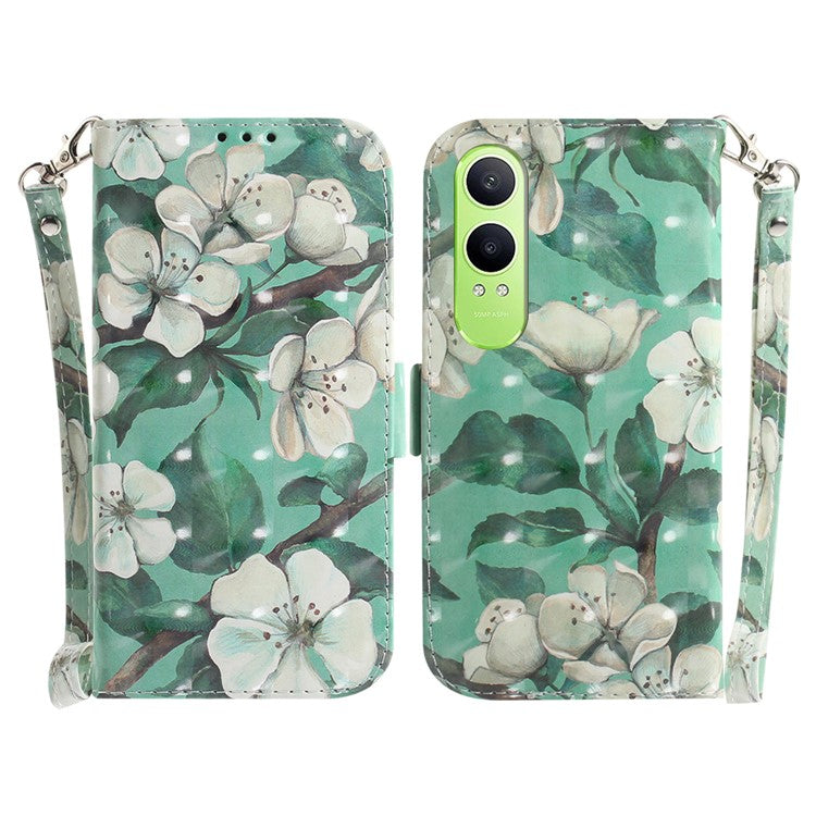 For OnePlus Nord CE4 Lite 5G Case Pattern Printing Leather Wallet Phone Cover - Watercolor Flowers