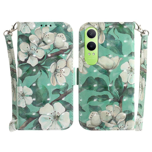 For OnePlus Nord CE4 Lite 5G Case Pattern Printing Leather Wallet Phone Cover - Watercolor Flowers