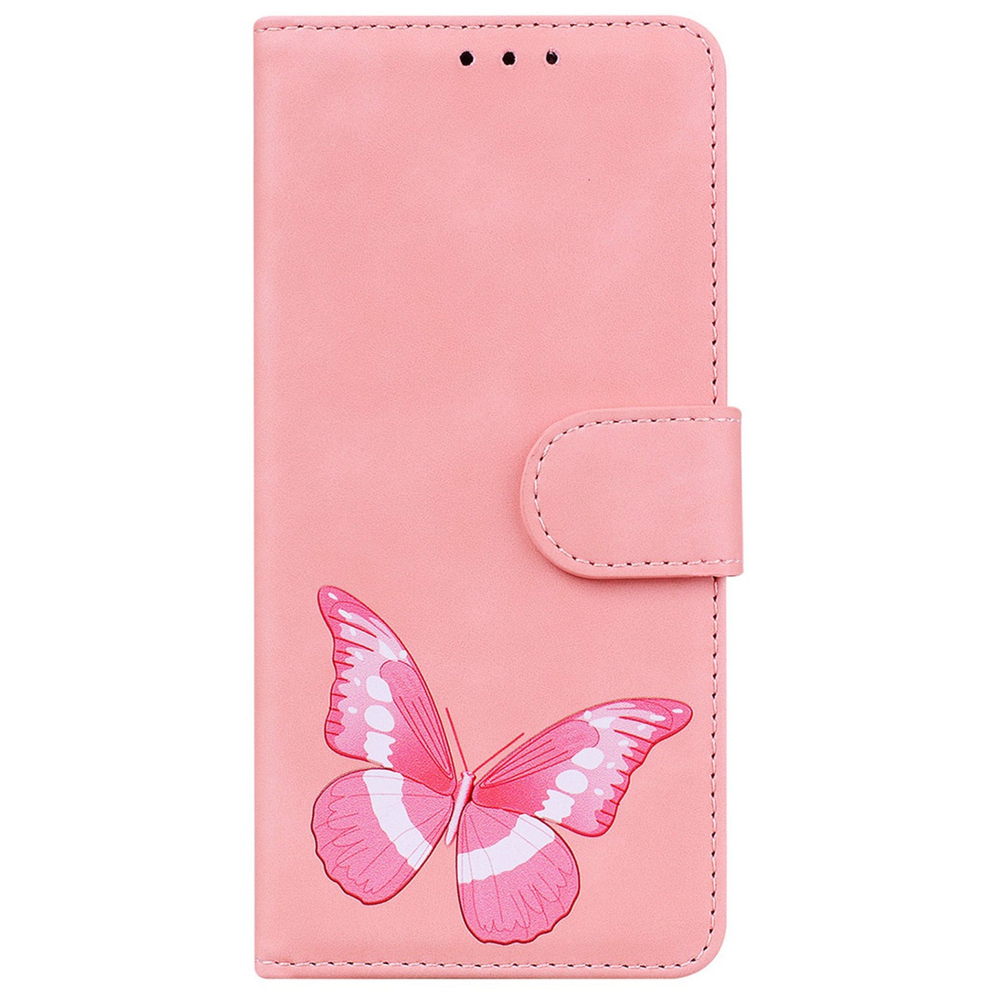 For Samsung Galaxy A16 5G / A16 4G Stand Case PU Leather Phone Cover Butterfly Printed - Pink