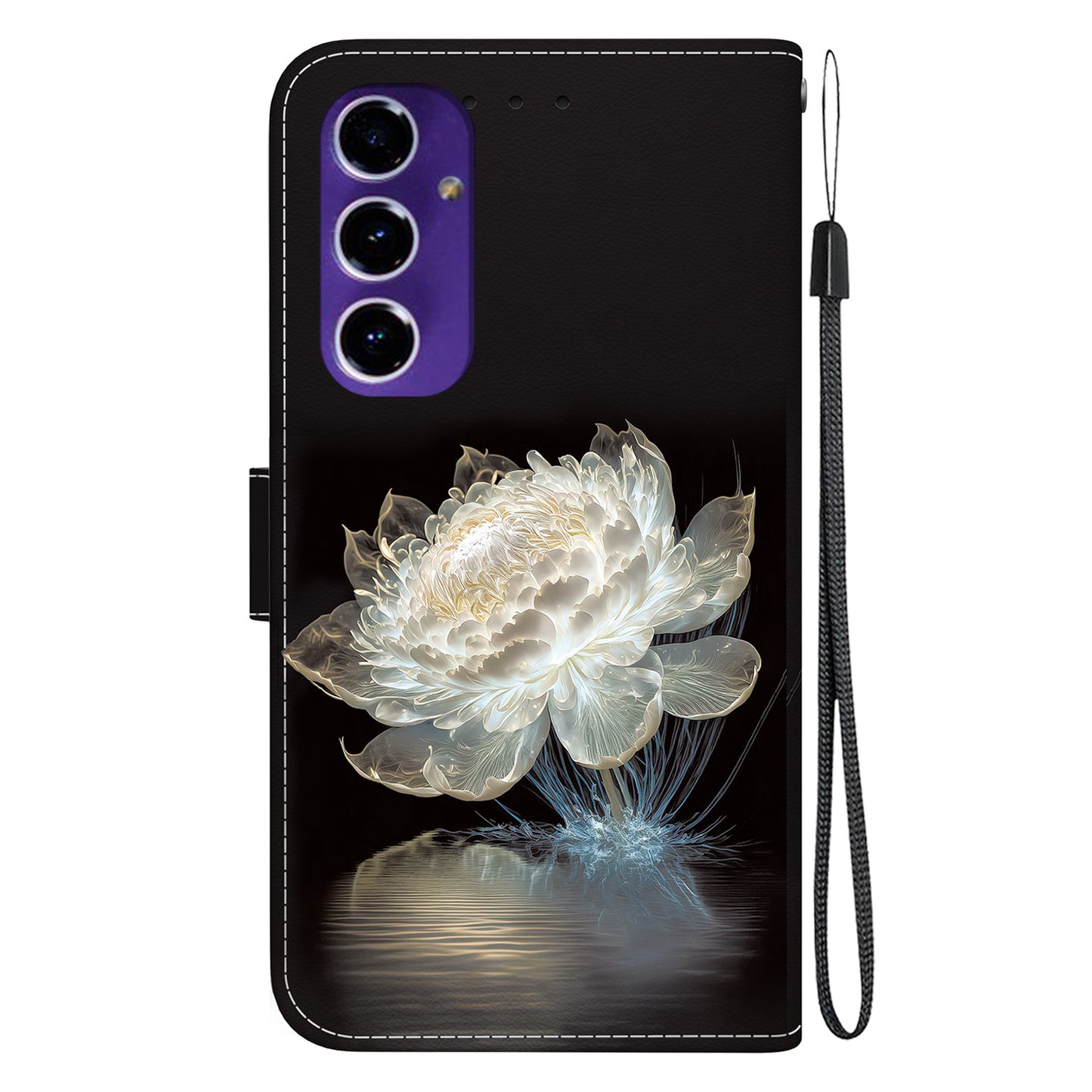 For Samsung Galaxy A16 5G / A16 4G Wallet Phone Case Anti-Drop Leather Flip Cover Pattern Printing - Crystal Peony