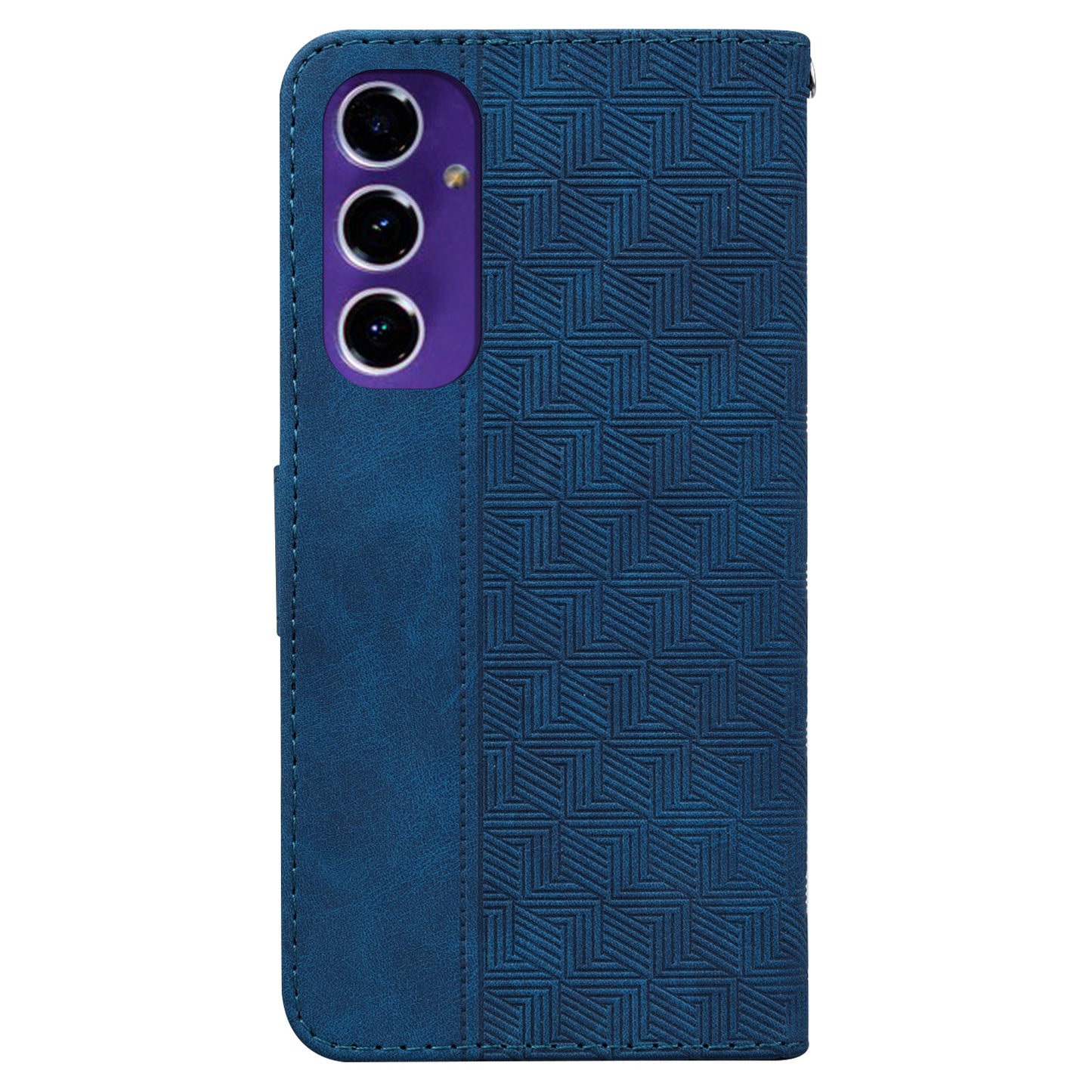 For Samsung Galaxy A16 5G / A16 4G Case Geometry Pattern Leather Wallet Phone Cover - Blue