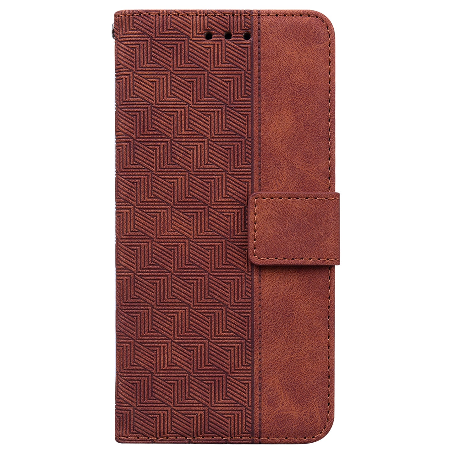 For Samsung Galaxy A16 5G / A16 4G Case Geometry Pattern Leather Wallet Phone Cover - Brown
