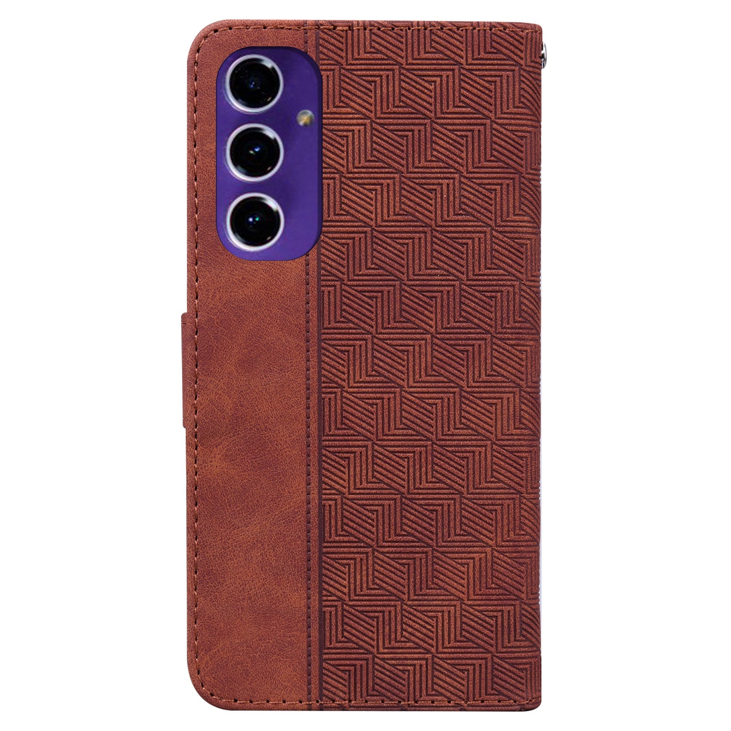 For Samsung Galaxy A16 5G / A16 4G Case Geometry Pattern Leather Wallet Phone Cover - Brown