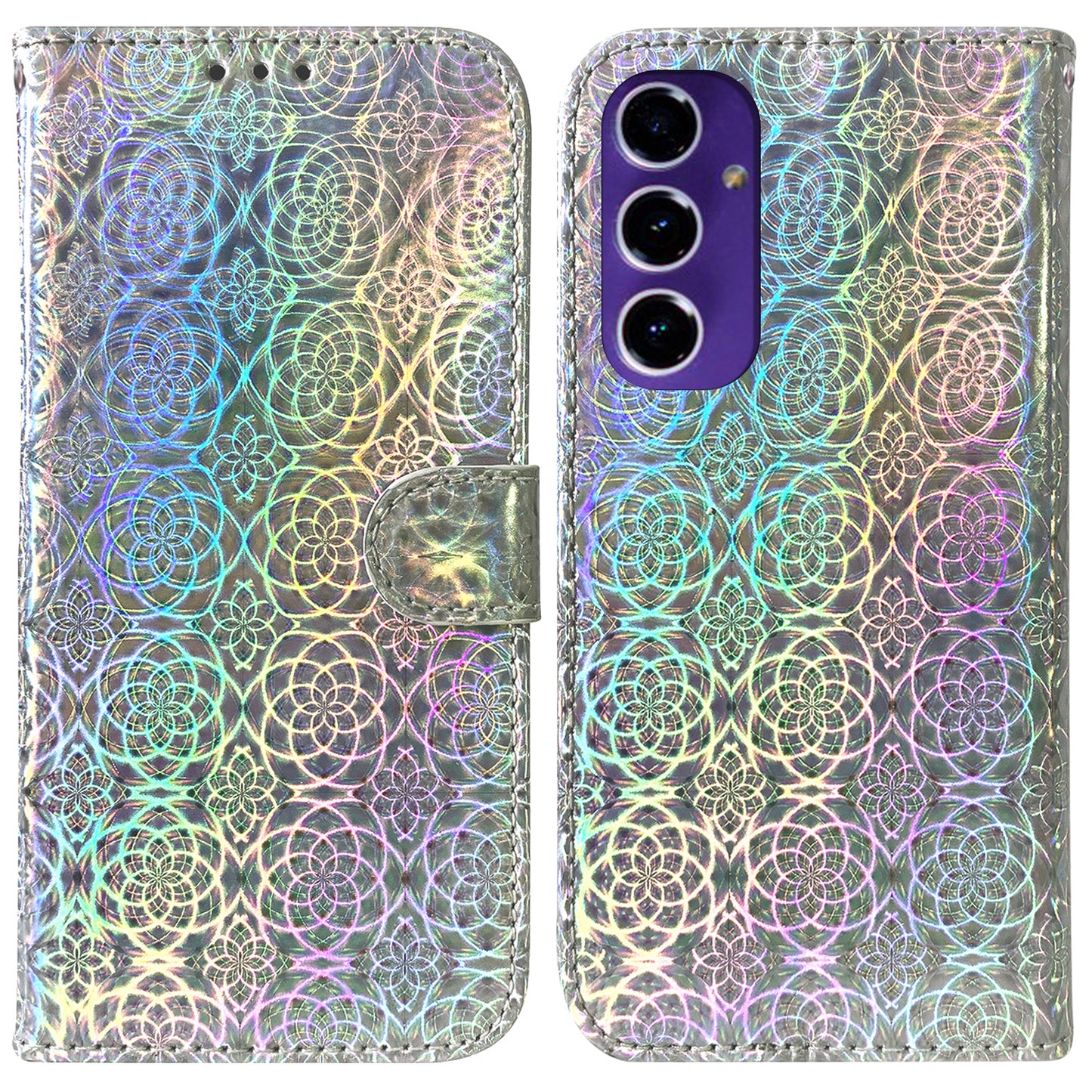 For Samsung Galaxy A16 5G / A16 4G Stand Case Dazzling Flower Leather Phone Cover - Grey