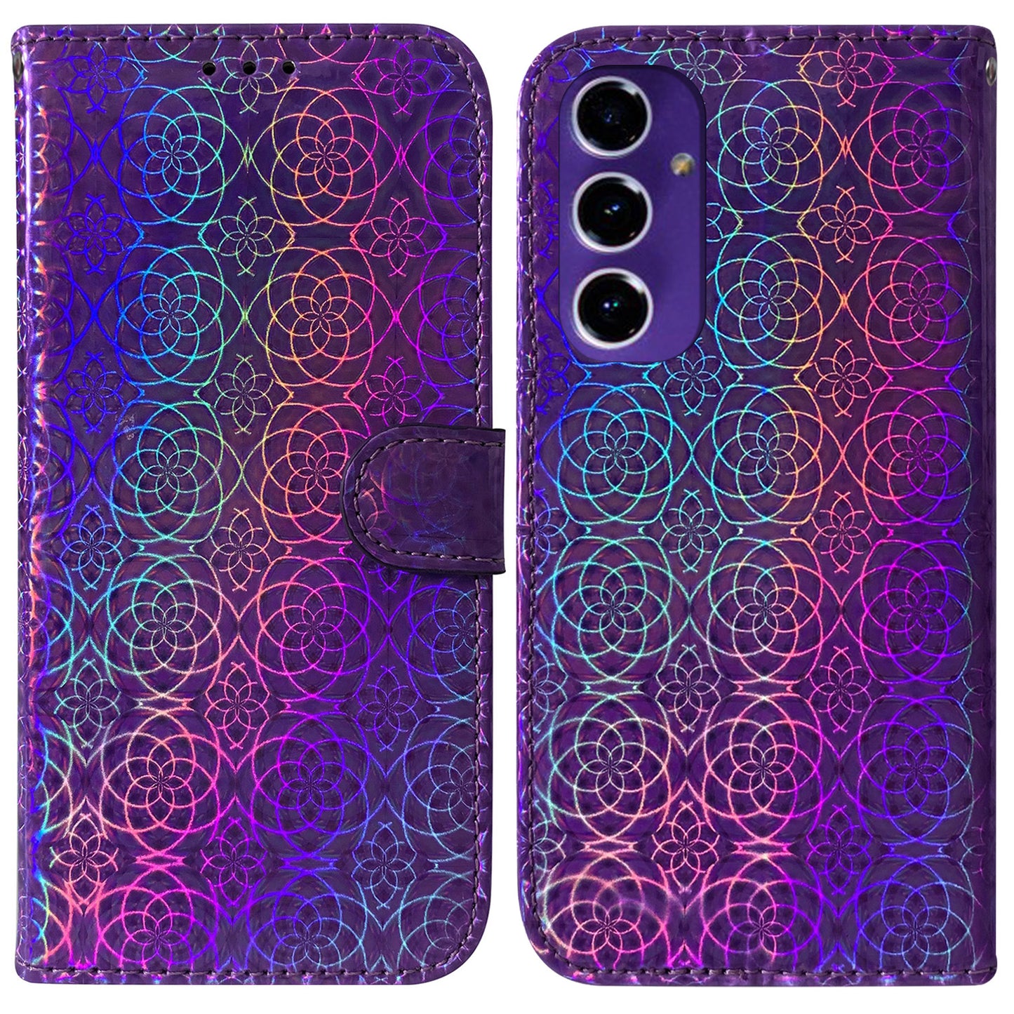 For Samsung Galaxy A16 5G / A16 4G Stand Case Dazzling Flower Leather Phone Cover - Purple