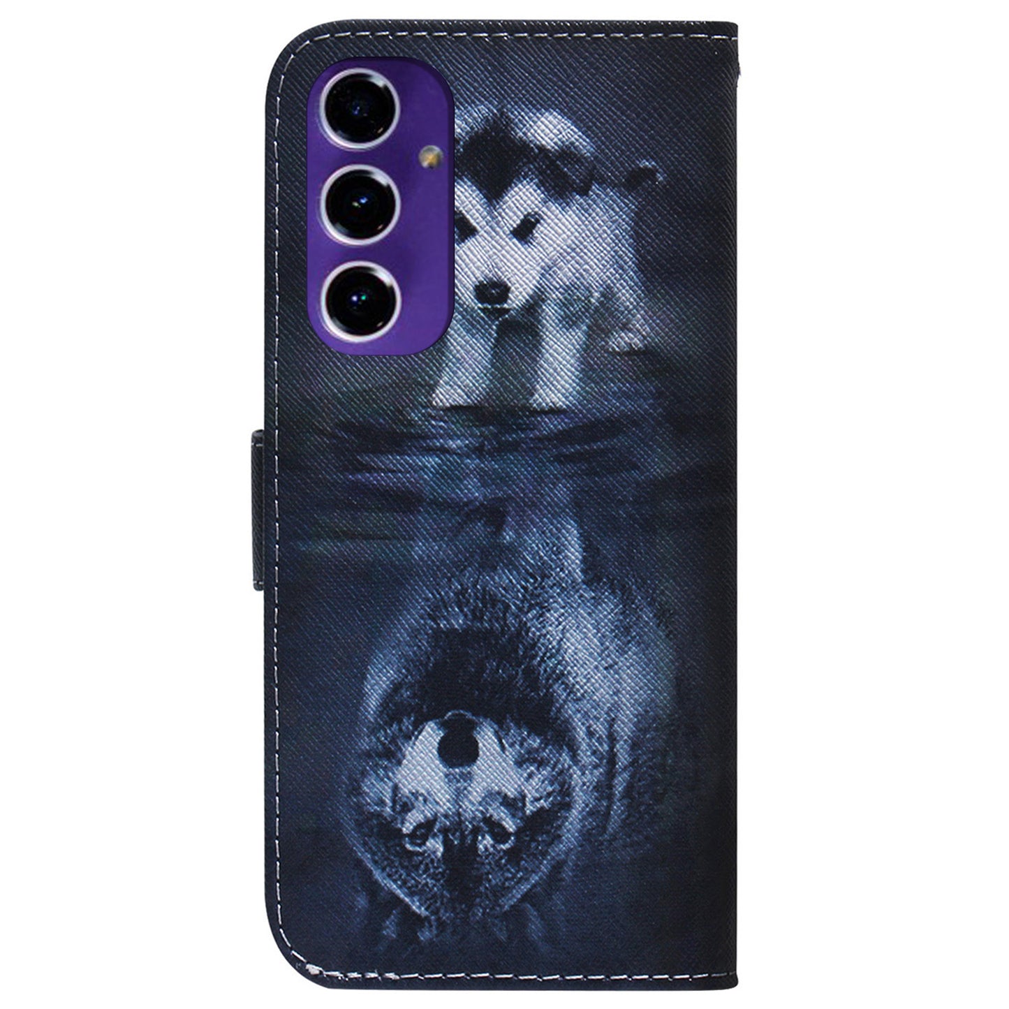 For Samsung Galaxy A16 5G / A16 4G Wallet Case Pattern Print Leather Phone Cover - Dog and Wolf