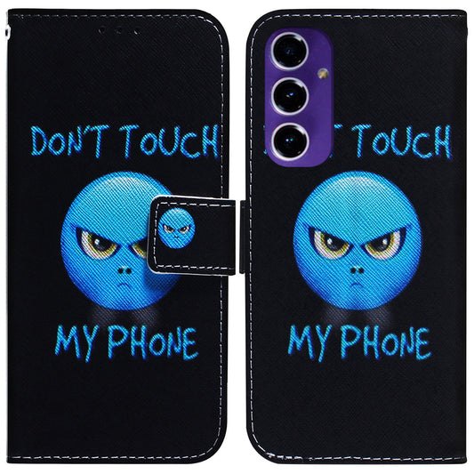 For Samsung Galaxy A16 5G / A16 4G Wallet Case Pattern Print Leather Phone Cover - Don&#39;t Touch My Phone