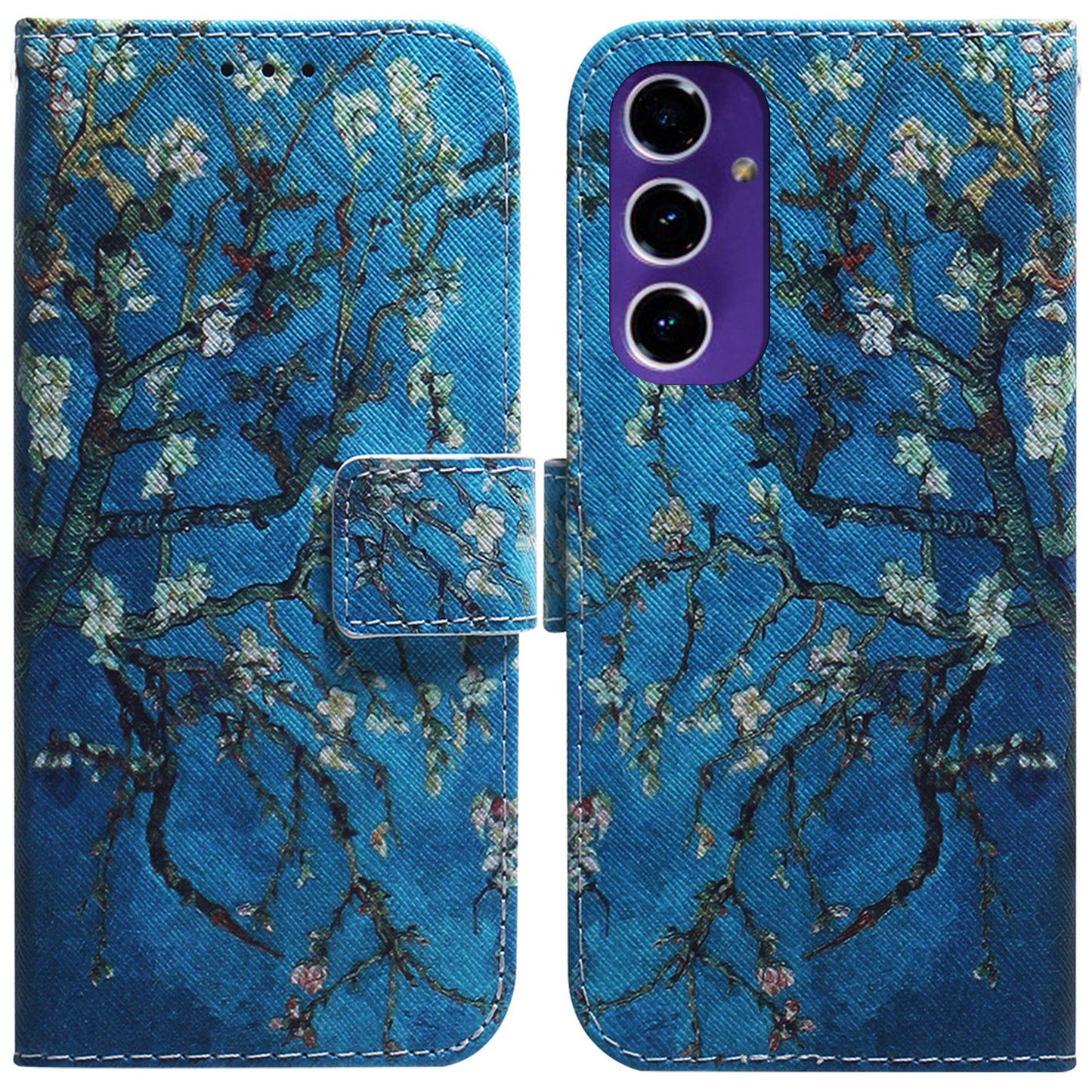 For Samsung Galaxy A16 5G / A16 4G Wallet Case Pattern Print Leather Phone Cover - Apricot Flowers