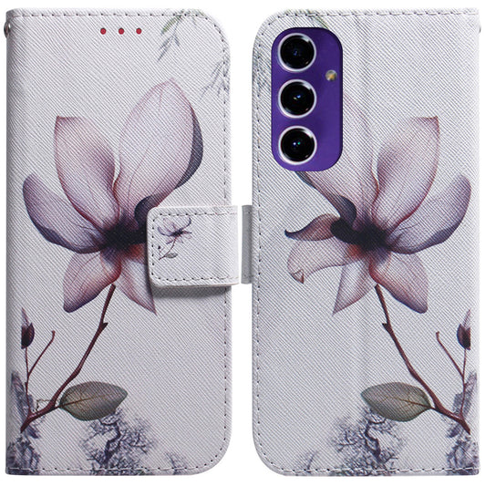 For Samsung Galaxy A16 5G / A16 4G Wallet Case Pattern Print Leather Phone Cover - Pink Flower