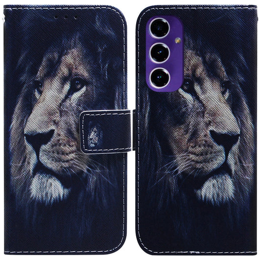 For Samsung Galaxy A16 5G / A16 4G Wallet Case Pattern Print Leather Phone Cover - Lion