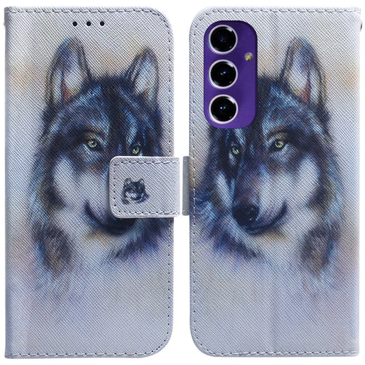 For Samsung Galaxy A16 5G / A16 4G Wallet Case Pattern Print Leather Phone Cover - Wolf