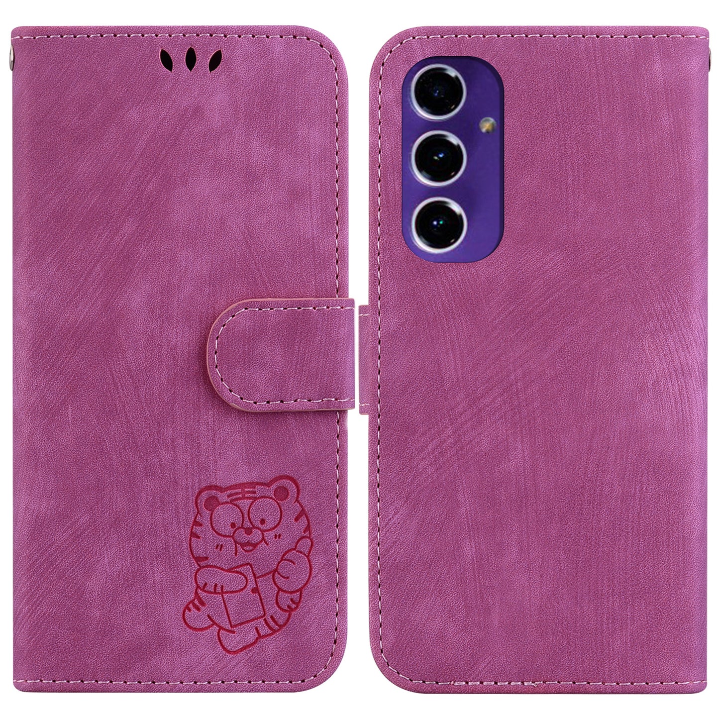 For Samsung Galaxy A16 5G / A16 4G Wallet Case Tiger Imprint Leather Shockproof Phone Cover - Rose