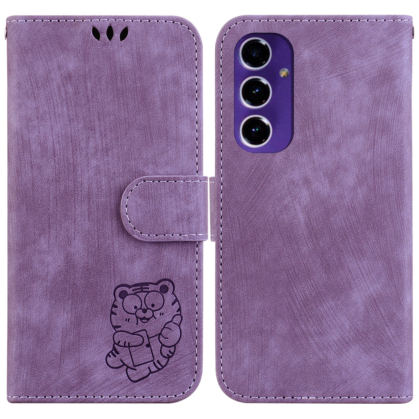 For Samsung Galaxy A16 5G / A16 4G Wallet Case Tiger Imprint Leather Shockproof Phone Cover - Purple