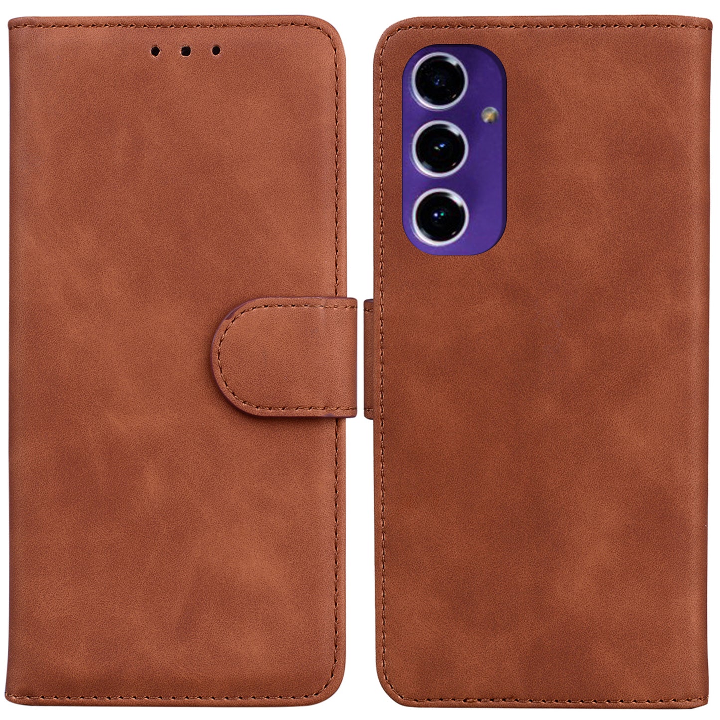 For Samsung Galaxy A16 5G / A16 4G Case Solid Color Leather Wallet Phone Cover - Brown