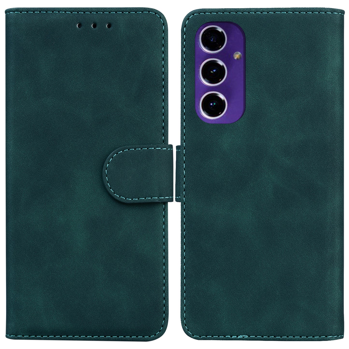 For Samsung Galaxy A16 5G / A16 4G Case Solid Color Leather Wallet Phone Cover - Green