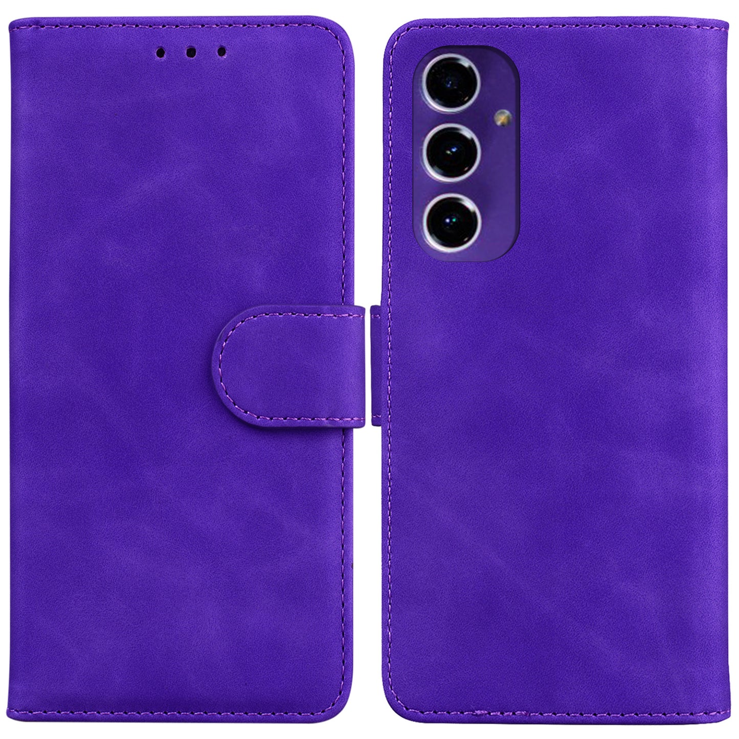 For Samsung Galaxy A16 5G / A16 4G Case Solid Color Leather Wallet Phone Cover - Purple
