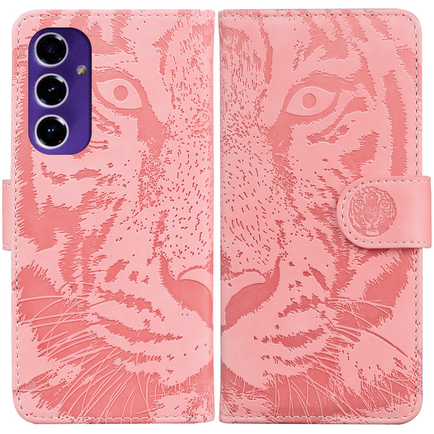 For Samsung Galaxy A16 5G / A16 4G Case Tiger Imprint Leather Wallet Phone Cover - Pink