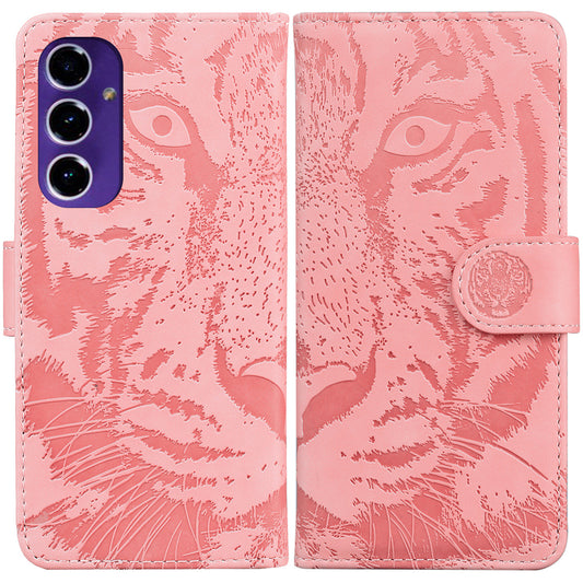 For Samsung Galaxy A16 5G / A16 4G Case Tiger Imprint Leather Wallet Phone Cover - Pink