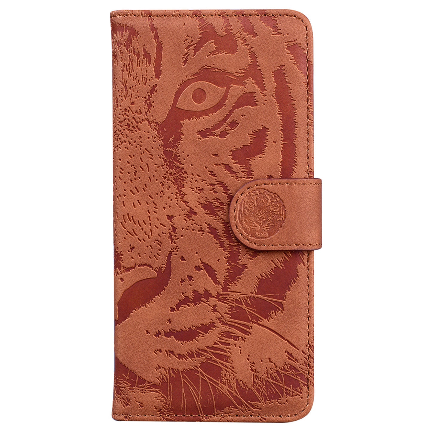 For Samsung Galaxy A16 5G / A16 4G Case Tiger Imprint Leather Wallet Phone Cover - Brown