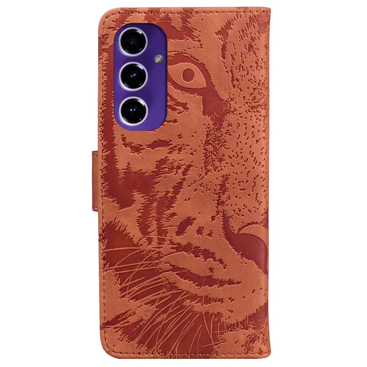 For Samsung Galaxy A16 5G / A16 4G Case Tiger Imprint Leather Wallet Phone Cover - Brown