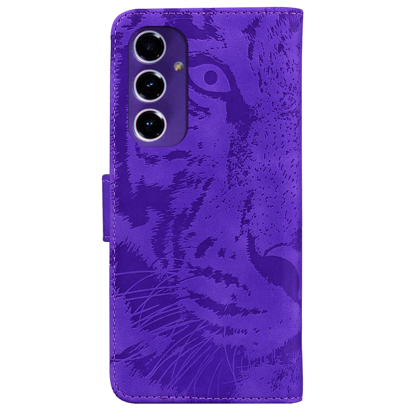 For Samsung Galaxy A16 5G / A16 4G Case Tiger Imprint Leather Wallet Phone Cover - Purple