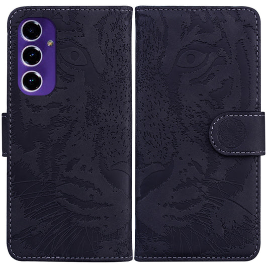 For Samsung Galaxy A16 5G / A16 4G Case Tiger Imprint Leather Wallet Phone Cover - Black