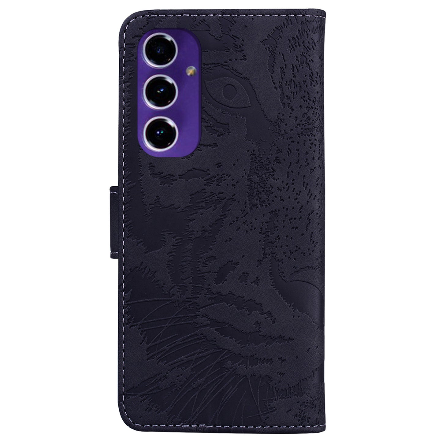 For Samsung Galaxy A16 5G / A16 4G Case Tiger Imprint Leather Wallet Phone Cover - Black