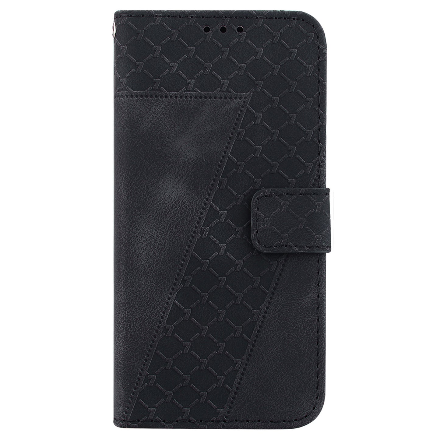 For Samsung Galaxy A16 5G / A16 4G Stand Case 7-Shaped Pattern Imprint Leather Phone Cover - Black